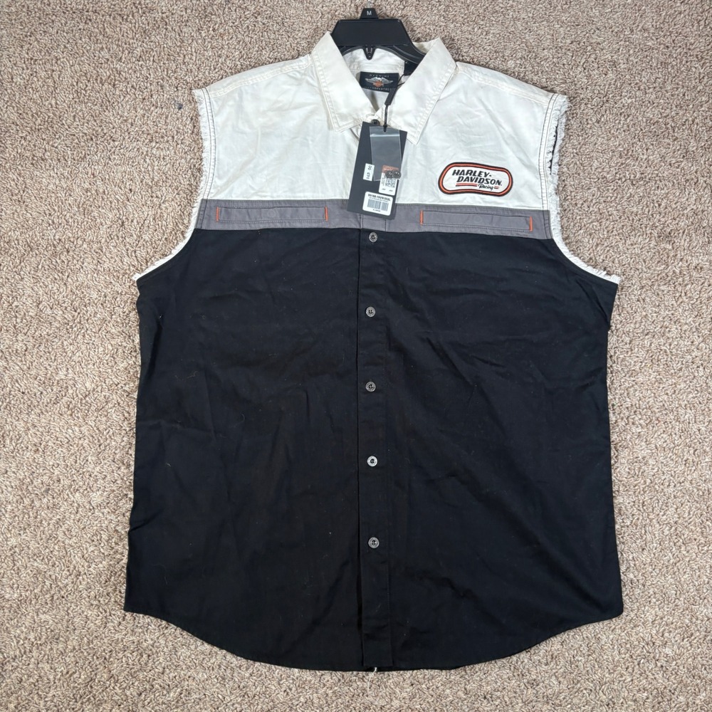 Harley-Davidson Racing Blowout Vest Mens XL Black White Colorblock 99168-19VM